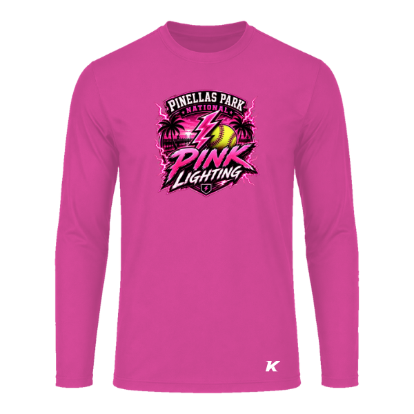 Pinellas Park Softball Minors BARBER Pink Lightning Personalized Long Sleeve Vision T-Shirt Jersey