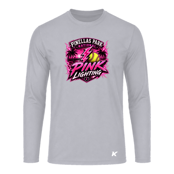 Pinellas Park Softball Minors BARBER Pink Lightning Personalized Long Sleeve Vision T-Shirt Jersey