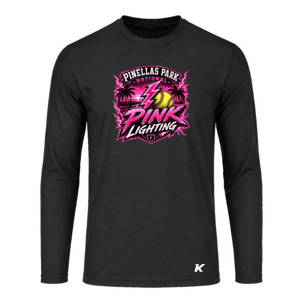 Pinellas Park Softball Minors BARBER Pink Lightning Personalized Youth Long Sleeve Vision T-Shirt Jersey