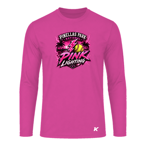 Pinellas Park Softball Minors BARBER Pink Lightning Personalized Youth Long Sleeve Vision T-Shirt Jersey