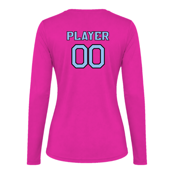 Pinellas Park Softball Minors BARBER Pink Lightning Personalized Women's Long Sleeve Vision T-Shirt Jersey