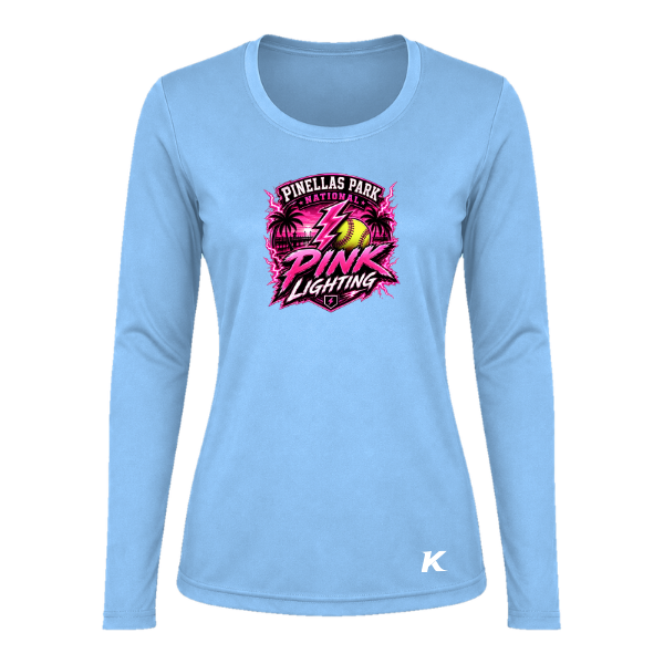 Pinellas Park Softball Minors BARBER Pink Lightning Personalized Women's Long Sleeve Vision T-Shirt Jersey