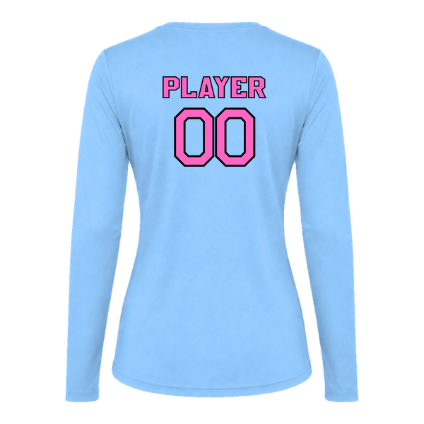 Pinellas Park Softball Minors BARBER Pink Lightning Personalized Women's Long Sleeve Vision T-Shirt Jersey
