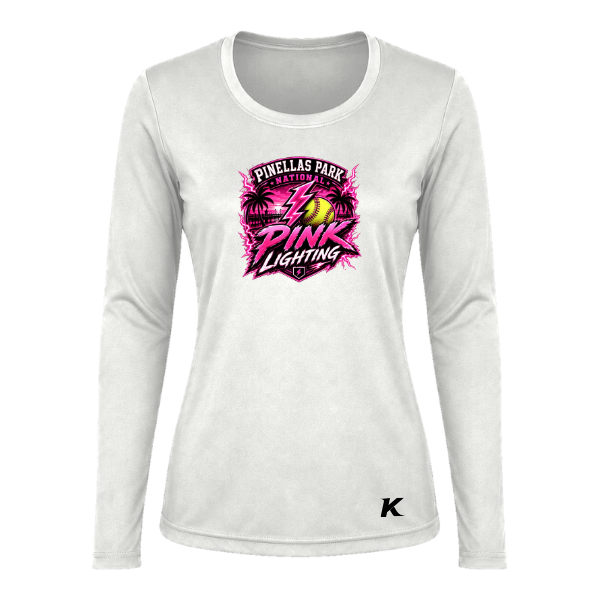 Pinellas Park Softball Minors BARBER Pink Lightning Personalized Women's Long Sleeve Vision T-Shirt Jersey