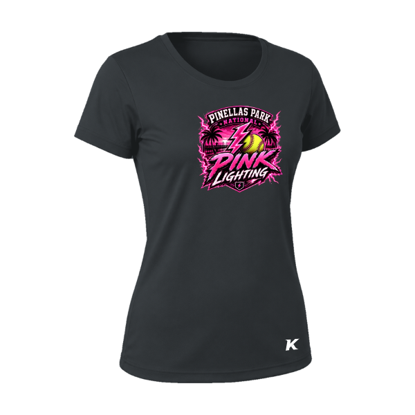 Pinellas Park Softball Minors BARBER Pink Lightning Personalized Women's Vision T-Shirt Jersey