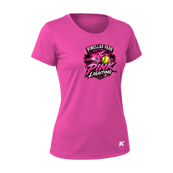 Pinellas Park Softball Minors BARBER Pink Lightning Personalized Women's Vision T-Shirt Jersey