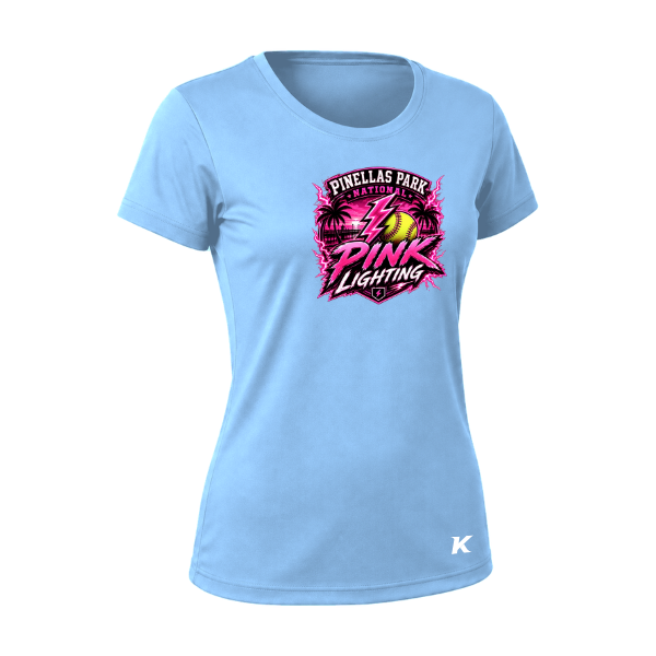 Pinellas Park Softball Minors BARBER Pink Lightning Personalized Women's Vision T-Shirt Jersey