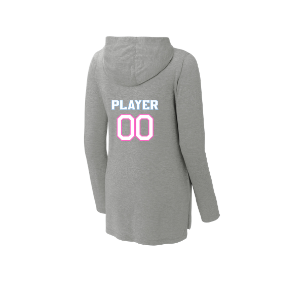 Pinellas Park Softball Minors BARBER Pink Lightning Personalized Women's PosiCharge Tri-Blend Long-Sleeve Hoodie