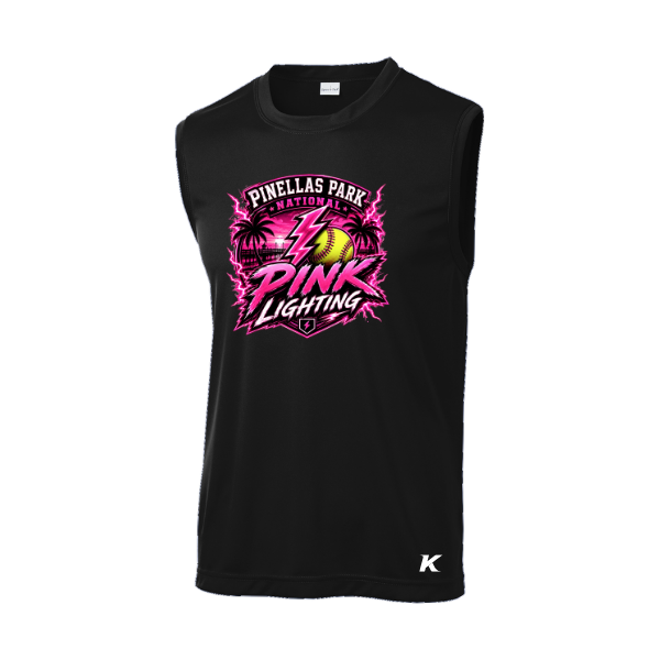 Pinellas Park Softball Minors BARBER Pink Lightning Personalized Sleeveless PosiCharge Competitor Tee