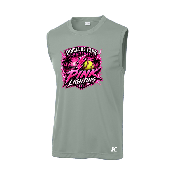 Pinellas Park Softball Minors BARBER Pink Lightning Personalized Sleeveless PosiCharge Competitor Tee