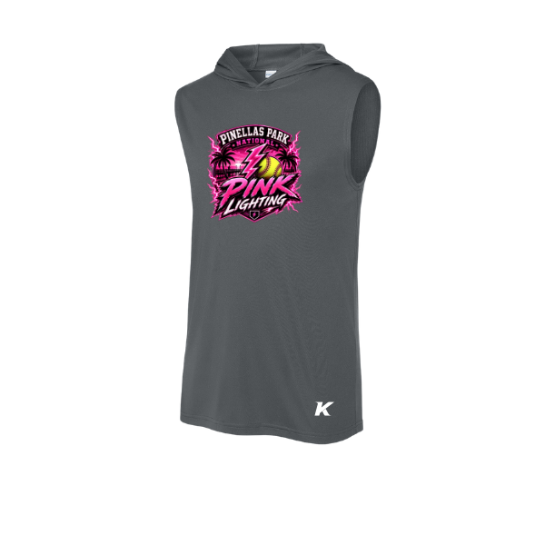 Pinellas Park Softball Minors BARBER Pink Lightning Personalized Competitor Sleeveless Hoodie