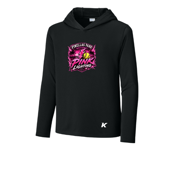 Pinellas Park Softball Minors BARBER Pink Lightning Personalized Youth Posi-UV Pro Long-Sleeve Hoodie