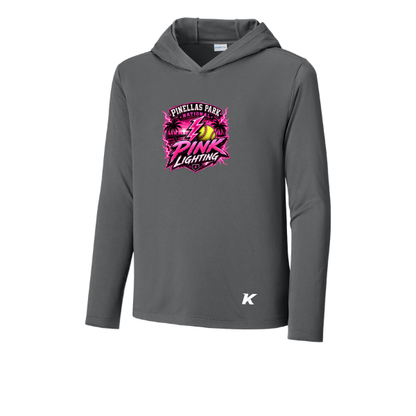 Pinellas Park Softball Minors BARBER Pink Lightning Personalized Youth Posi-UV Pro Long-Sleeve Hoodie