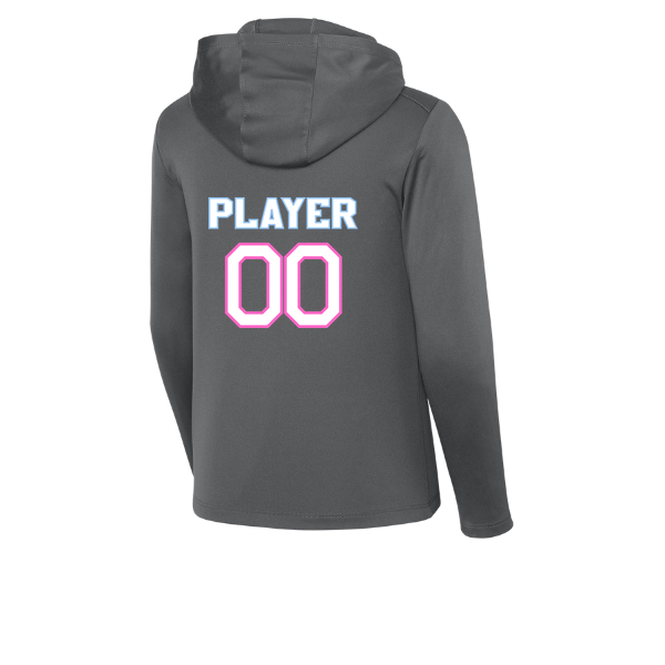 Pinellas Park Softball Minors BARBER Pink Lightning Personalized Youth Posi-UV Pro Long-Sleeve Hoodie