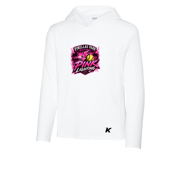 Pinellas Park Softball Minors BARBER Pink Lightning Personalized Youth Posi-UV Pro Long-Sleeve Hoodie
