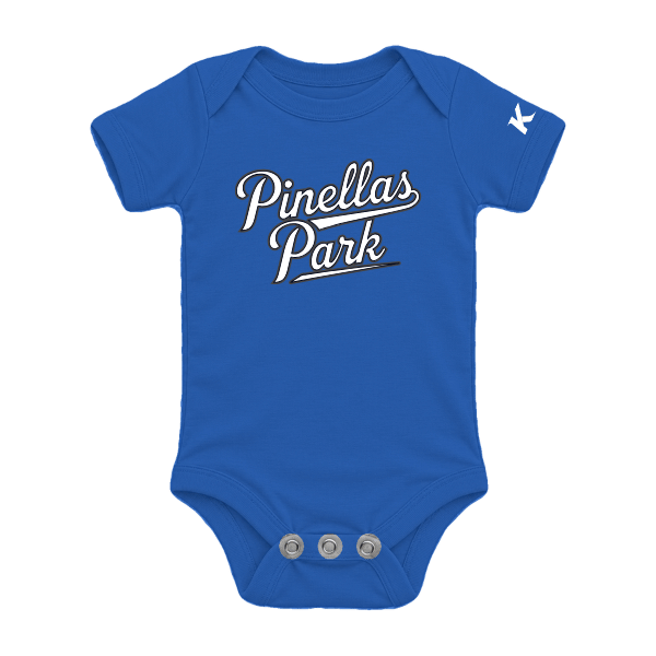 Baseball Coach Pitch–Kampbell Infant Jersey One Piece – True Royal – front mockup