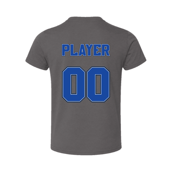 Baseball Coach Pitch–Kampbell Toddler Jersey Short-Sleeve Tee – Asphalt – back mockup