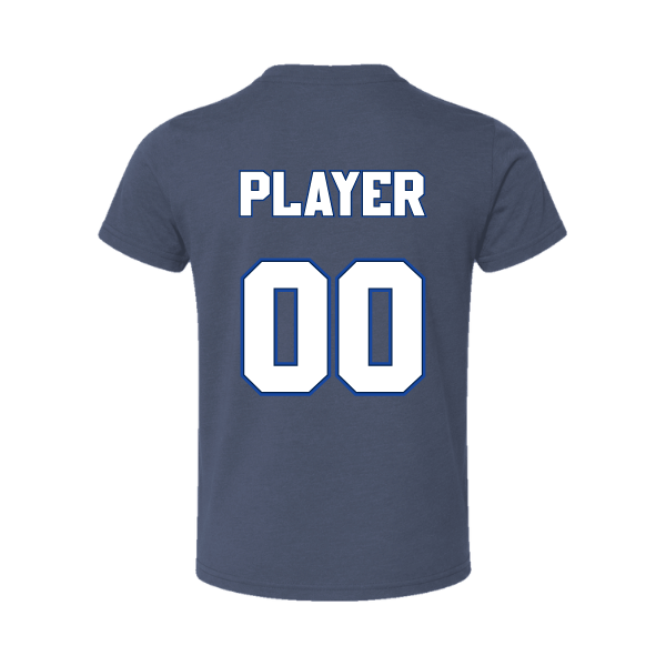 Baseball Coach Pitch–Kampbell Toddler Jersey Short-Sleeve Tee – Heather Navy – back mockup