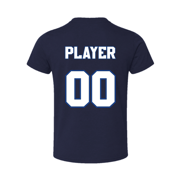 Baseball Coach Pitch–Kampbell Toddler Jersey Short-Sleeve Tee – Navy – back mockup