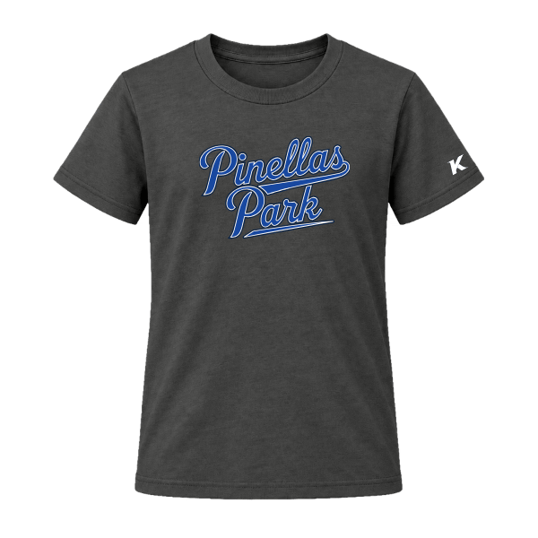 Baseball Coach Pitch–Kampbell Youth Jersey Short-Sleeve Tee – Dark Gray – front mockup