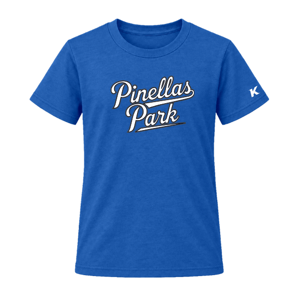 Baseball Coach Pitch–Kampbell Youth Jersey Short-Sleeve Tee – True Royal – front mockup
