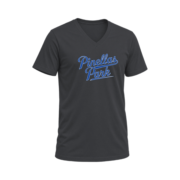 Baseball Coach Pitch–Kampbell Unisex Jersey V-Neck Tee – Asphalt – front mockup