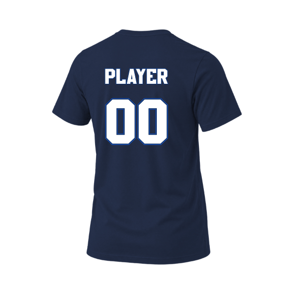 Baseball Coach Pitch–Kampbell Unisex Jersey V-Neck Tee – Navy – back mockup