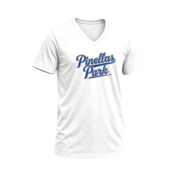 Baseball Coach Pitch–Kampbell Unisex Jersey V-Neck Tee – White – front mockup