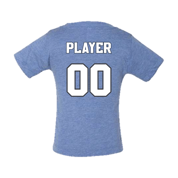 Baseball Coach Pitch–Kampbell Infant Triblend Short-Sleeve Tee – Blue Triblend – back mockup