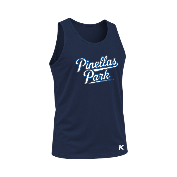 Baseball Coach Pitch–Kampbell Unisex Jersey Tank – Navy – front mockup
