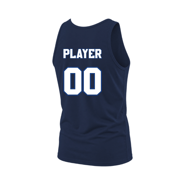 Baseball Coach Pitch–Kampbell Unisex Jersey Tank – Navy – back mockup