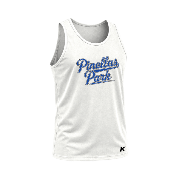 Baseball Coach Pitch–Kampbell Unisex Jersey Tank – White – front mockup