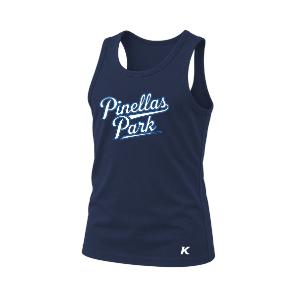 Baseball Coach Pitch–Kampbell Youth Jersey Tank – Navy – front mockup
