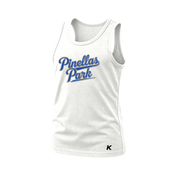 Baseball Coach Pitch–Kampbell Youth Jersey Tank – White – front mockup