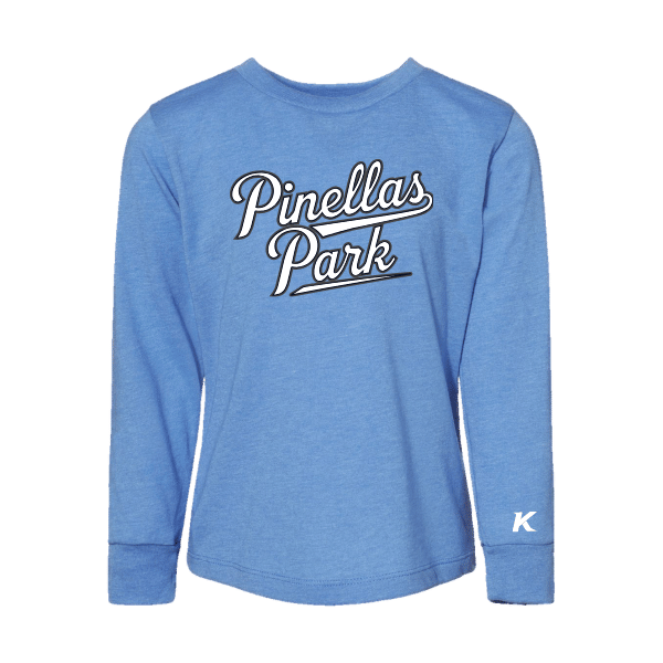 Baseball Coach Pitch–Kampbell Toddler Jersey Long-Sleeve Tee – Heather Columbia Blue – front mockup