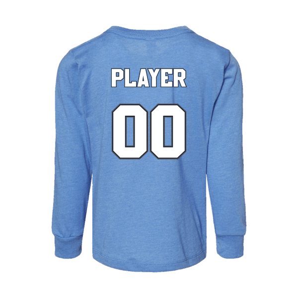 Baseball Coach Pitch–Kampbell Toddler Jersey Long-Sleeve Tee – Heather Columbia Blue – back mockup
