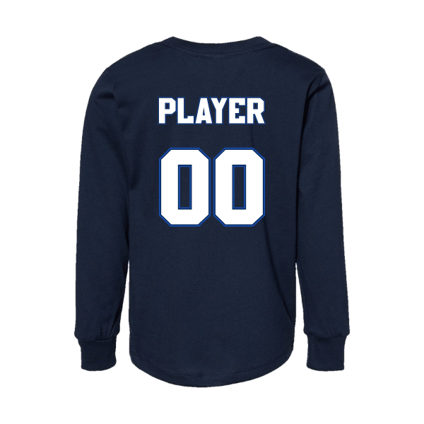 Baseball Coach Pitch–Kampbell Toddler Jersey Long-Sleeve Tee – Navy – back mockup