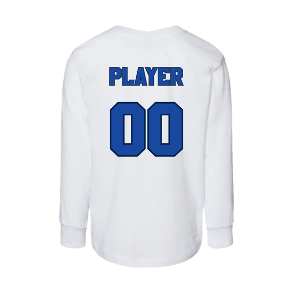 Baseball Coach Pitch–Kampbell Toddler Jersey Long-Sleeve Tee – White – back mockup