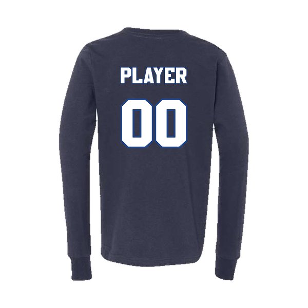 Baseball Coach Pitch–Kampbell Youth Jersey Long-Sleeve Tee – Navy – back mockup