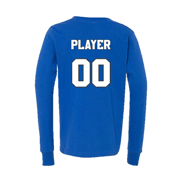 Baseball Coach Pitch–Kampbell Youth Jersey Long-Sleeve Tee – True Royal – back mockup