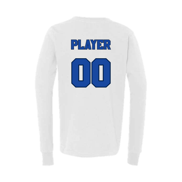 Baseball Coach Pitch–Kampbell Youth Jersey Long-Sleeve Tee – White – back mockup