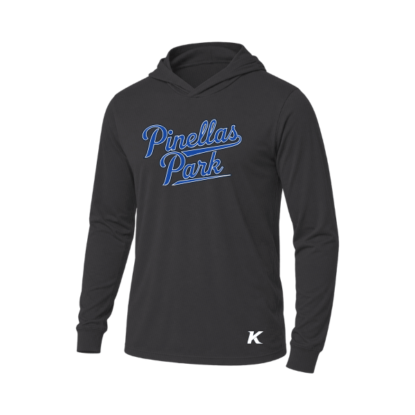 Baseball Coach Pitch–Kampbell Unisex Jersey Long-Sleeve Hoodie – Charcoal Black Triblend – front mockup