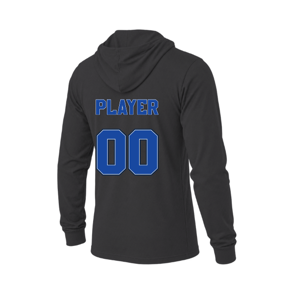 Baseball Coach Pitch–Kampbell Unisex Jersey Long-Sleeve Hoodie – Charcoal Black Triblend – back mockup