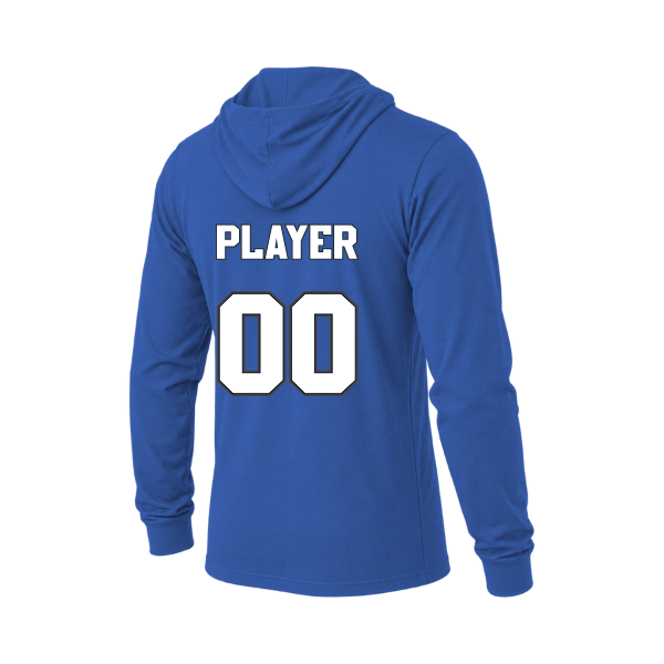 Baseball Coach Pitch–Kampbell Unisex Jersey Long-Sleeve Hoodie – Heather True Royal – back mockup