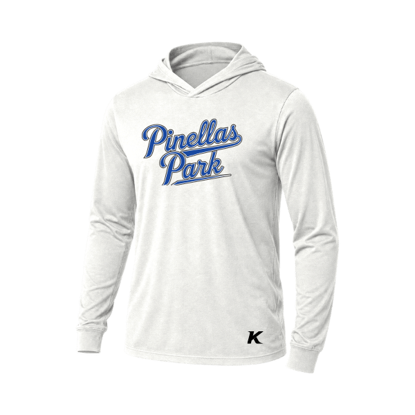 Baseball Coach Pitch–Kampbell Unisex Jersey Long-Sleeve Hoodie – White – front mockup