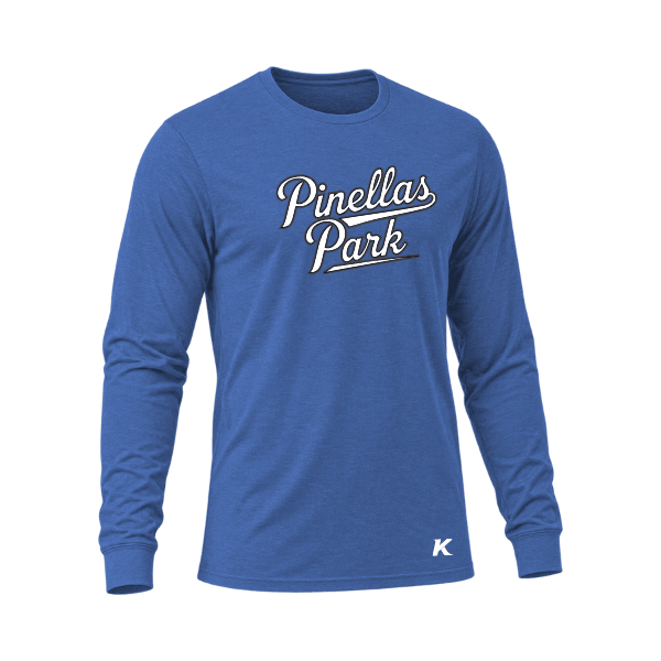 Baseball Coach Pitch–Kampbell Unisex Triblend Long-Sleeve Tee – Blue Triblend – front mockup