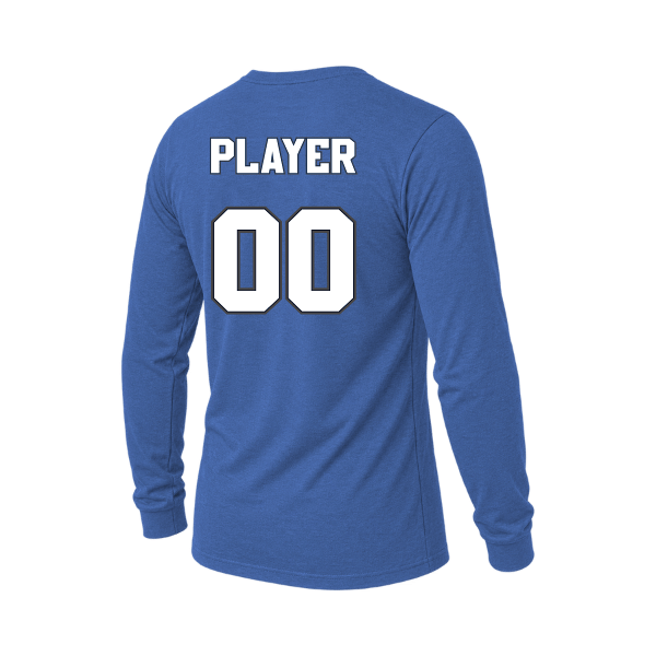 Baseball Coach Pitch–Kampbell Unisex Triblend Long-Sleeve Tee – Blue Triblend – back mockup