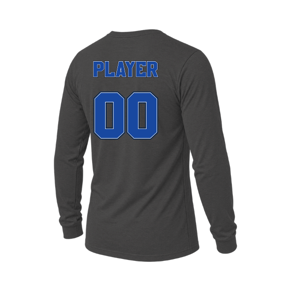 Baseball Coach Pitch–Kampbell Unisex Triblend Long-Sleeve Tee – Solid Dark Gray Triblend – back mockup
