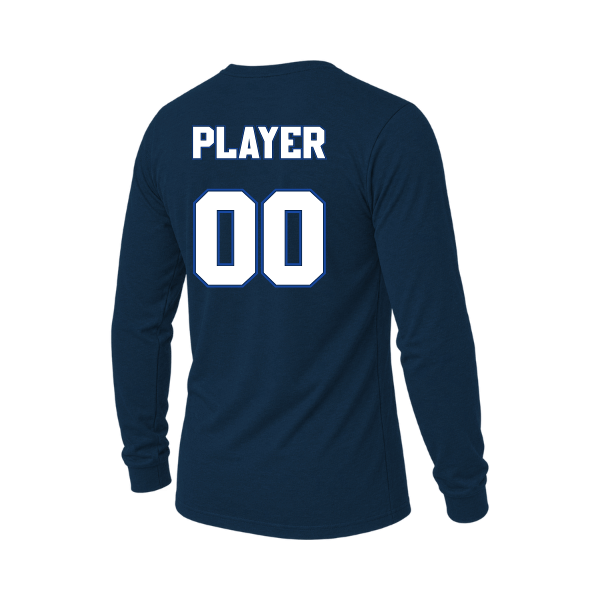 Baseball Coach Pitch–Kampbell Unisex Triblend Long-Sleeve Tee – Solid Navy Triblend – back mockup