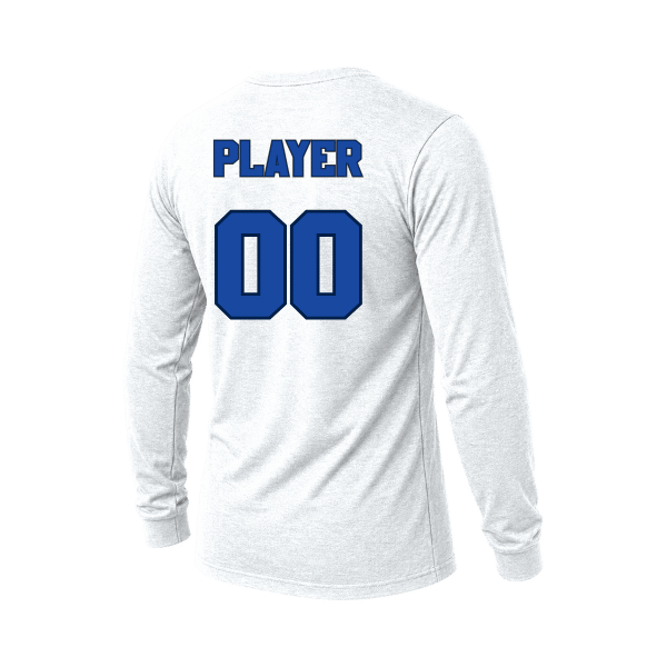 Baseball Coach Pitch–Kampbell Unisex Triblend Long-Sleeve Tee – Solid White Triblend – back mockup